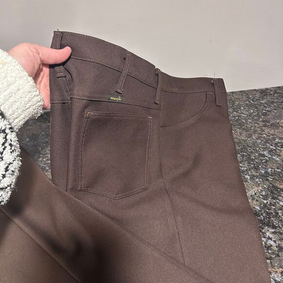 Vintage Wrangler Polyester Cowboy Western Pants Brown 36 x 32 - Picture 2 of 6